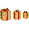 3-piece Christmas gift box set for indoor and outdoor decoration with 58 LED lights in gold color