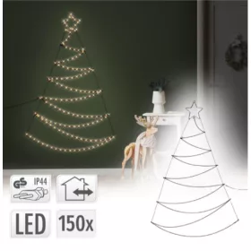   Világító karácsonyfa dekoráció meleg fehér LED-del 100x150 cm fém és műanyag