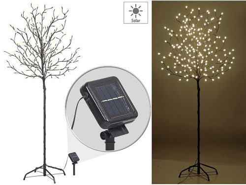 Solar LED Christmas decoration tree 150 cm, 200 LED warm white, Christmas tree indoor and outdoor Christmas lighting