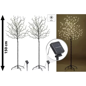   Napelemes LED karácsonyi dekorációs fa 150 cm 2 darabos szett 200 LED meleg fehér,  karácsonyfa bel- és kültéri karácsonyi világítás