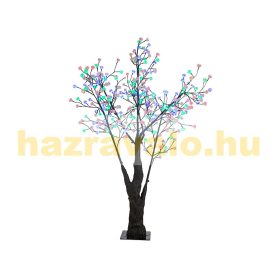   LED karácsonyi dekorációs fa 180 cm, 336 LED meleg fehér, 336 db színesen világító virággal bel- és kültéri világítás