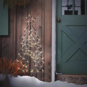   LED karácsonyfa karácsonyi dekoráció 87 cm,  90 LED meleg fehér, fémből készült LED karácsonyfa bel- és kültéri karácsonyi világítás