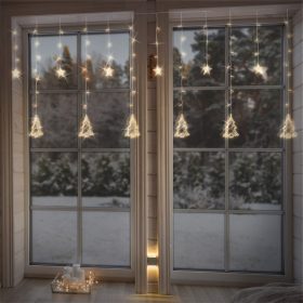   LED fényfüggöny 220 cm meleg fehér 138 LED karácsonyi világítás időzítővel, ünnepi fényfüzér