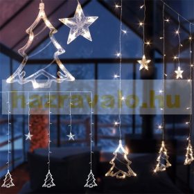 LED fényfüggöny 220 cm hideg fehér 138 LED karácsonyi világítás időzítővel, ünnepi fényfüzér