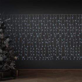  LED fényfüggöny 200 cm hideg fehér 240 LED karácsonyi világítás 12 funkcióval, ünnepi fényfüzér