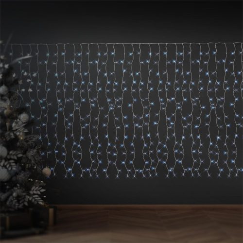 LED light curtain 200 cm cold white 240 LED Christmas lighting with 12 functions, festive light string