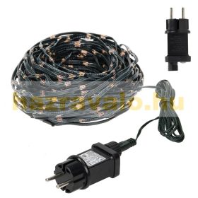   Karácsonyi fényfüzér vezetékbe épített LED-el 18 m fénylánc 600 LED, meleg fehér, 8 funkcióval