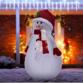   Világító LED hóember összecsukható 140 cm meleg fehér 20 LED-del műanyag karácsonyi dekoráció