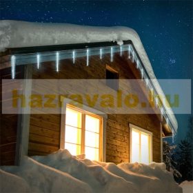   Karácsonyi világítás LED jégcsap fényfüzér hideg fehér, 72 LED, 8 fénymód időzítővel, kültéri dekoráció