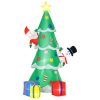 Inflatable Christmas tree with Santa Claus, snowman and gift box, 210 cm, with LED lighting, self-inflating Christmas figure