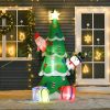 Inflatable Christmas tree with Santa Claus, snowman and gift box, 210 cm, with LED lighting, self-inflating Christmas figure