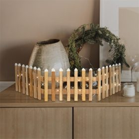   Karácsonyi dekor kerítés LED-es barna 90x21 cm, beltéri fa dekoráció