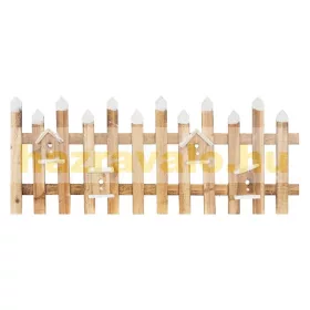   Karácsonyi dekor kerítés LED-es barna 98x39 cm, beltéri fa dekoráció