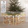 Christmas decor fence LED brown 98x39 cm, indoor wooden decoration