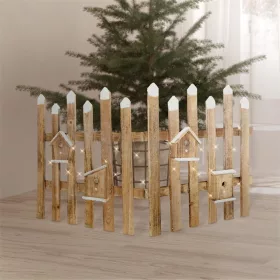   Karácsonyi dekor kerítés LED-es barna 98x57 cm, beltéri fa dekoráció