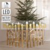 Christmas decor fence LED brown 98x57 cm, indoor wooden decoration