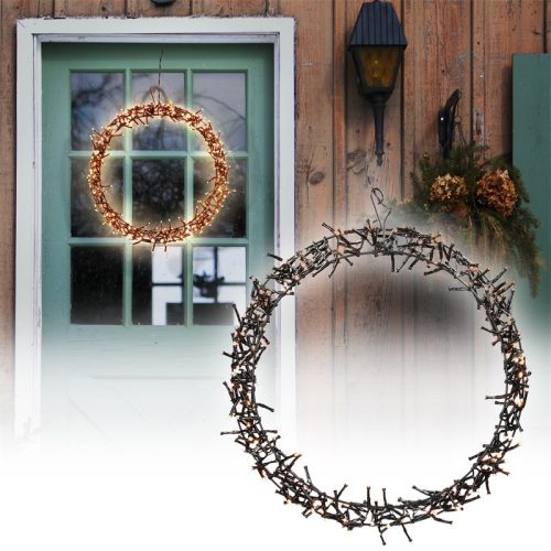 Christmas decoration with light-up wreath Ø38cm, 300 LED warm white light-wreath, Christmas lighting