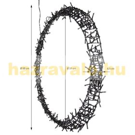   Világító koszorú karácsonyi dekoráció Ø58cm, 500 LED meleg fehér fénykoszorú, karácsonyi világítás