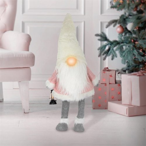 LED Elf 85 cm light figure Christmas decoration, made of pink plastic and polyester