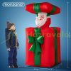 Inflatable Christmas Santa figure with gift box 152 cm with LED lighting, outdoor/indoor