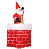 Inflatable Santa figure emerging from a Christmas chimney 178 cm with LED lighting, outdoor/indoor