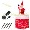 Inflatable Santa figure emerging from a Christmas chimney 178 cm with LED lighting, outdoor/indoor