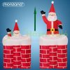 Inflatable Santa figure emerging from a Christmas chimney 178 cm with LED lighting, outdoor/indoor