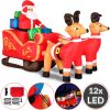 Inflatable Christmas Santa figure with reindeer 240 cm with LED lighting, outdoor/indoor