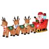 Inflatable Santa Claus with reindeer outdoor Christmas decoration red + brown