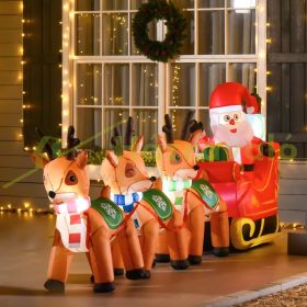   Felfújható Mikulás rénszarvassal kültéri karácsonyi dekoráció piros + barna