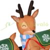 Inflatable Santa Claus with reindeer outdoor Christmas decoration red + brown