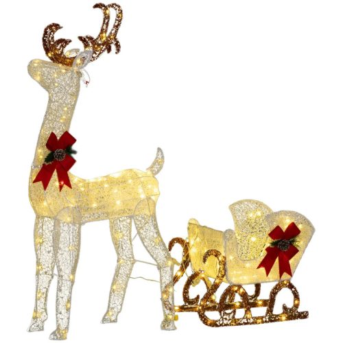 LED Christmas decoration 50x29x42 cm illuminated reindeer and sleigh illuminated Christmas decoration