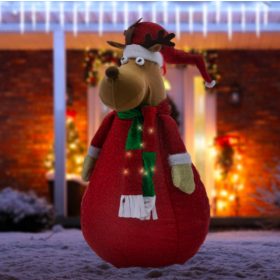   Világító LED rénszarvas összecsukható 140 cm meleg fehér 10 LED-del műanyag karácsonyi dekoráció