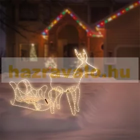   LED rénszarvas szánnal, kültéri karácsonyi dekoráció meleg fehér, 504 LED, PVC karácsonyi világítás