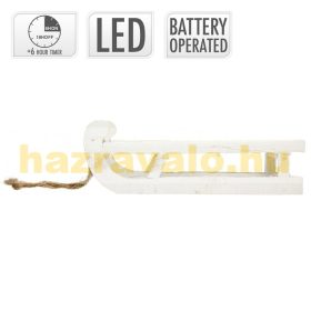   Világító szánkó dekoráció fehér 25 meleg fehér LED-del 31,5x14,5x10,5 cm fából készült karácsonyi dekoráció