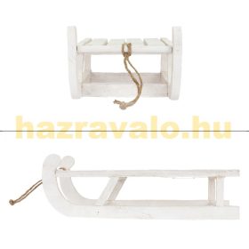   Világító szánkó dekoráció fehér, meleg fehér LED-del 50,5x13,5x23,5 cm fából készült karácsonyi dekoráció
