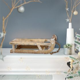   Világító szánkó dekoráció 25 meleg fehér LED-del 31,5x14,5x10,5 cm fából készült karácsonyi dekoráció