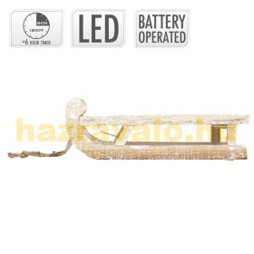   Világító szánkó dekoráció 25 meleg fehér LED-del 31,5x14,5x10,5 cm fából készült karácsonyi dekoráció