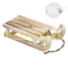 Illuminated sleigh decoration with 25 warm white LEDs 31.5x14.5x10.5 cm wooden Christmas decoration