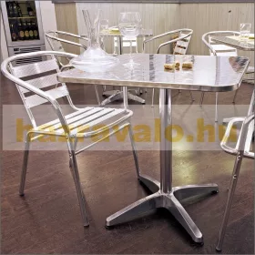   Kávézó asztal kerek 70 cm átmérőjű kültéri rozsdamentes acél és alumínium