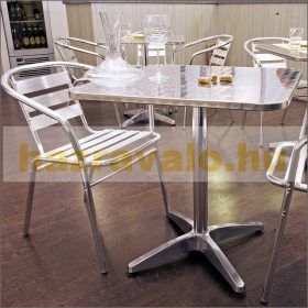   Kávézó asztal szögletes 70x70 cm kültéri rozsdamentes acél és alumínium