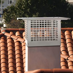 Kéményfedél rozsdamentes acélból 416x416x250 mm madár- és esővédelemmel