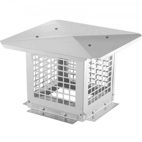 Rozsdamentes acél kéményfedél 381x381x250 mm madár- és esővédő kalap kétféle rögzítési móddal