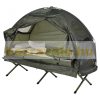 Folding single camping bed with tent with sleeping bag and mattress