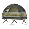 Folding single camping bed with tent with sleeping bag and mattress