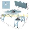 Folding aluminum camping table for 4 people, picnic table with umbrella holder, suitcase table