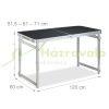 Folding aluminum camping table 120x60x51/61/71 cm adjustable height picnic table, suitcase table