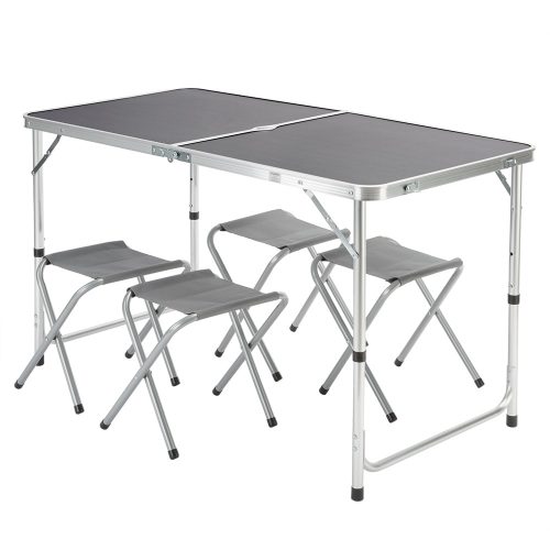 Folding aluminum camping table 120x60x55/62/70 cm adjustable height picnic table, suitcase table