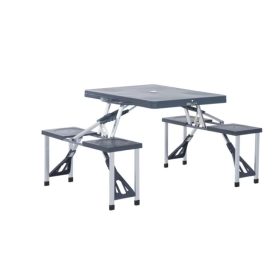   Kempingasztal alumínium összehajtható 4 személyes fekete színben