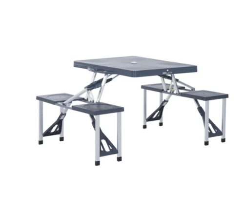 Aluminum folding camping table for 4 people in black